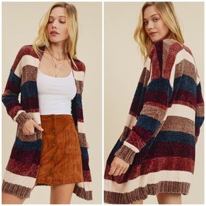 ❄️RESTOCKED//COLOR BLOCK CHENILLE CARDIGAN